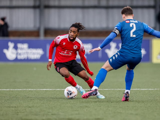 Action from Eastbourne Borough's 2-0 home loss to Worthing in National South