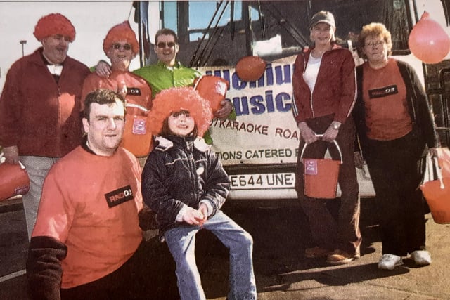 Red Nose Day fun at Stagecoach in Kirkcaldy where the depot had its own red nose bus.
Pictured are Jim MacIntuyre, Ray Bass, Jim Fitzsimmons, Linsey Gear and Helen Hall.
In front are Chris Cartmel and daughter Gillian.