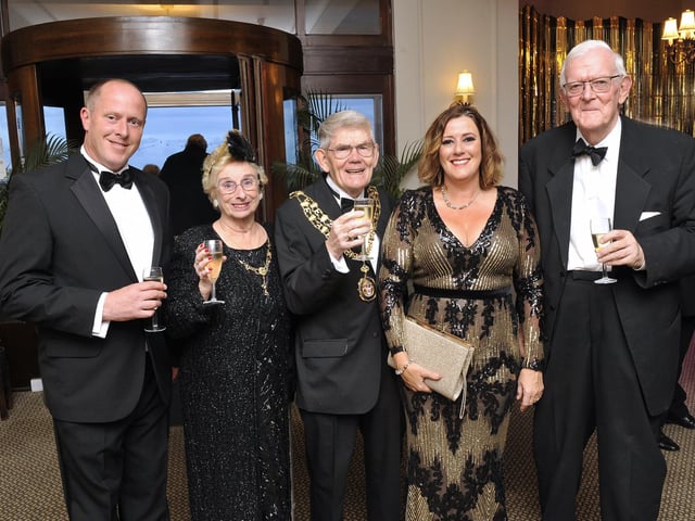 Family members James Bowker, Catherine Clifford and Mr Lewis with Eastbourne mayor Pat Rodohan (middle)