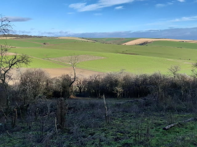 As you head up, gradually working your way around the hill, there are some lovely views over towards Steyning and Upper Beeding on your left.