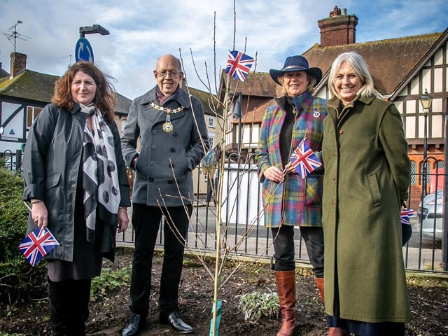 Pictured from left are: Sharon Blaikie, Arundel Chamber of Commerce: Mayor of Arundel Tony Hunt: Deputy Lieutenant Caroline Nicholls and Georgina, Duchess of Norfolk.