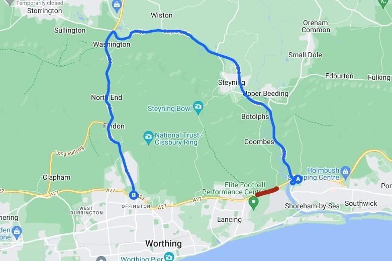The lengthy diversion drivers will be signposted to take when the A27 is closed for four weekends between Shoreham and Lancing