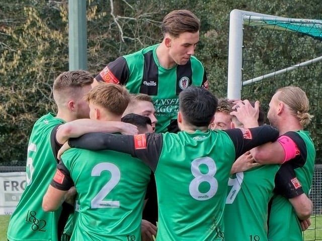Burgess Hill Bbeat Corinthian 4-1 with two goals from Dan Perry and one each from Dave Martin and Martyn Box. Picture by Chris Neal