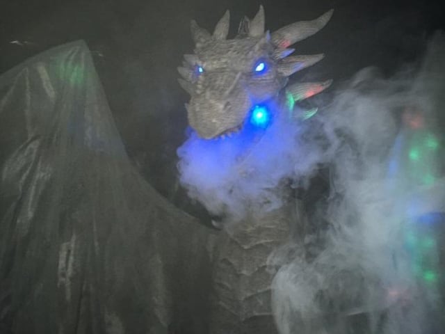 Hallowe'en at Rose Walk in Goring, complete with red eyes and swirling mist