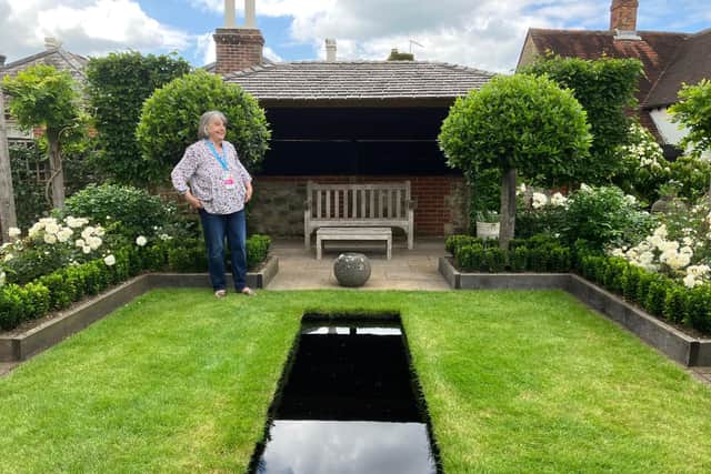 Glenys Rowe in her stunning garden at Southdown House, Amberley which was open to the public