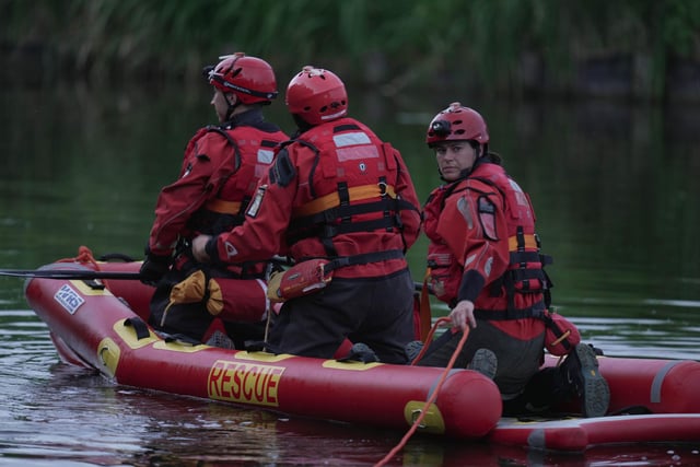 A dog stuck on a small island in a lake at a Worthing pleasure park has been rescued by West Sussex Fire & Rescue Service.