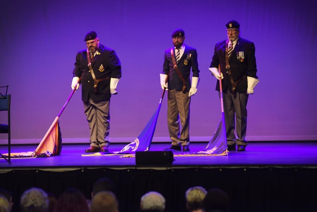 Holocaust Memorial Day service at the White Rock Theatre in Hastings on January 27 2024. The Royal Sussex Regiment.
