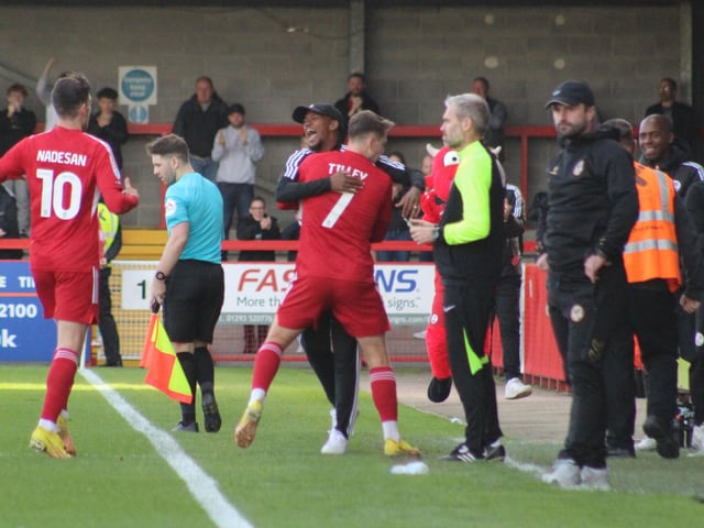 Action from Crawley Town's 2-1 win over Newport County. Picture by Cory Pickford