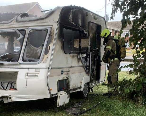 A caravan fire sparked an emergency response in Worthing. Photo: Eddie Mitchell