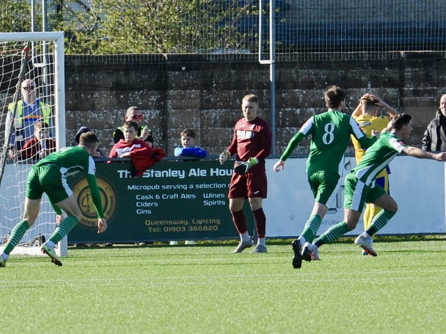 Action from Lancing v Chichester City in the Isthmian south east division