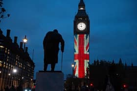 Iconic Big Ben was lit up to mark the 80th anniversary of VE Day in 2025 (Photo by Carl Court/Getty Images)