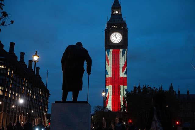 Iconic Big Ben was lit up to mark the 80th anniversary of VE Day in 2025 (Photo by Carl Court/Getty Images)