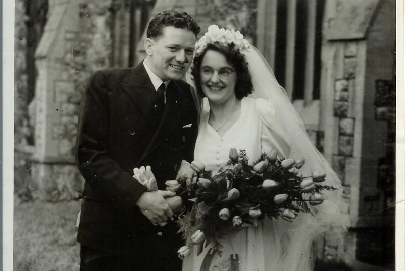 Charles Ward and Margaret Pratt at their wedding ceremony