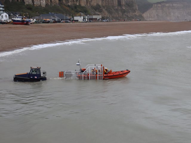 New faster Atlantic lifeboat is trialled at Hastings. Pics by Kevin Boorman