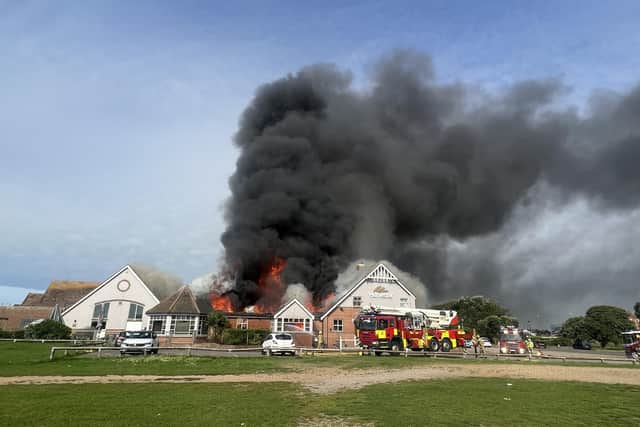 A large fire has broken out at the Harvester restaurant in Littlehampton. Photo: Eddie Mitchell