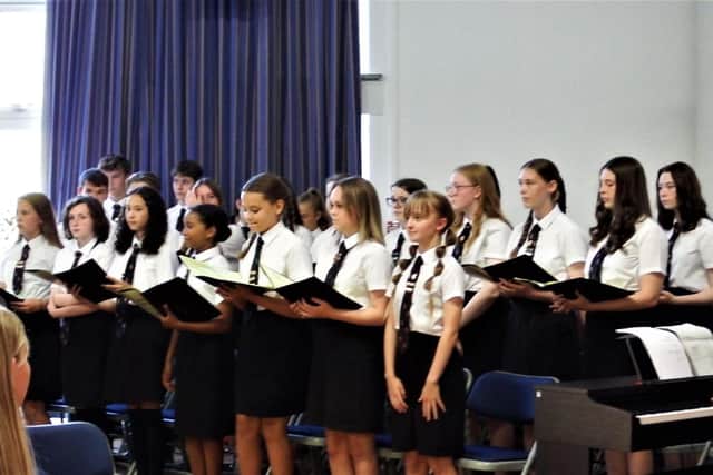 Durrington High School choir performing at the Pride of Durrington awards