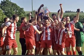 Steyning Town lift the Peter Bentley Cup | Picture: Steyning Town FC