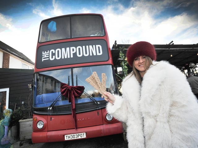 Launch of W.Ave Arts' Community Bus at The Compound, Bexhill Road, St Leonards on December 22.
Carol Cook, director, is pictured.