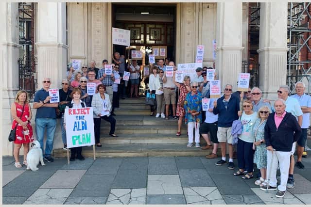 Objectors protesting outside Eastbourne Town Hall earlier this month. (Image credit: Raj Pisavadia)