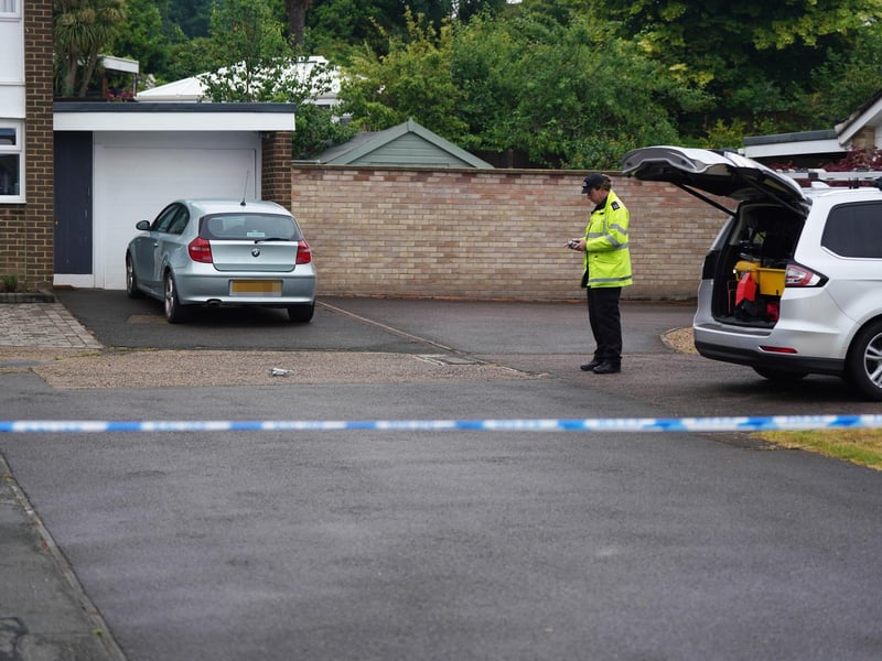 Police cordoned off Woodgates Close at the junction of Pollards Drive in Horsham.