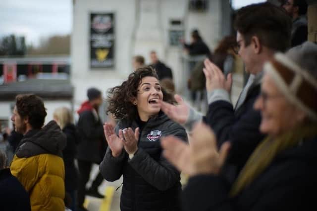 Maggie Murphy enjoys a matchday at the Dripping Pan | Picture: James Boyes