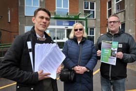 A group has submitted a petition to Mid Sussex District Council objecting to increased parking charges. From left: Kieran James, co-founder of Burgess Hill Together, with colleagues Hilary Sharpe and councillor Peter Chapman