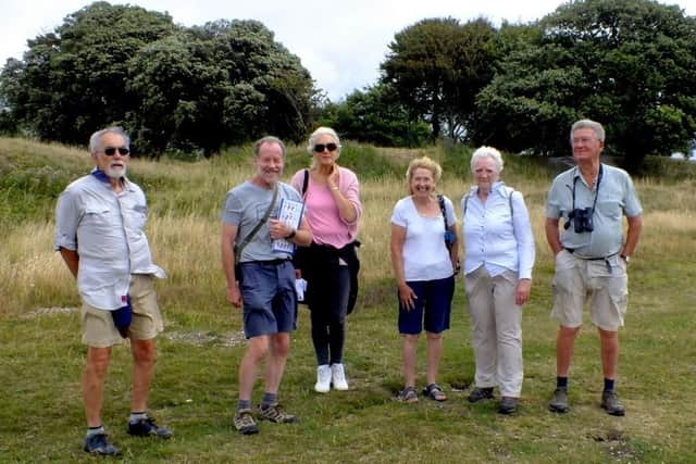 Graham Tuppen led the group, assisted by Clive Hall and Peter and Ruth Dale, as they walked to the top of the hill. Picture: Peter Dale