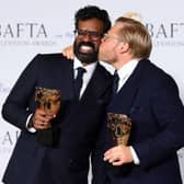 Romesh Ranganathan and Rob Beckett pose with the Entertainment Performance Award for 'Rob & Romesh Vs' in the Winners Room during the 2024 BAFTA Television Awards. (Photo by Joe Maher/Getty Images)