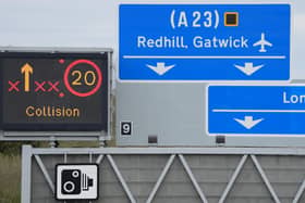 A young woman has died, and a driver arrested, after a collision on the M23, near Gatwick Airport. Photo: Eddie Mitchell