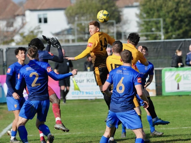 Action from Littlehampton Town's 1-1 draw with Lancing in theIsthmian south east division at The Sportsfield