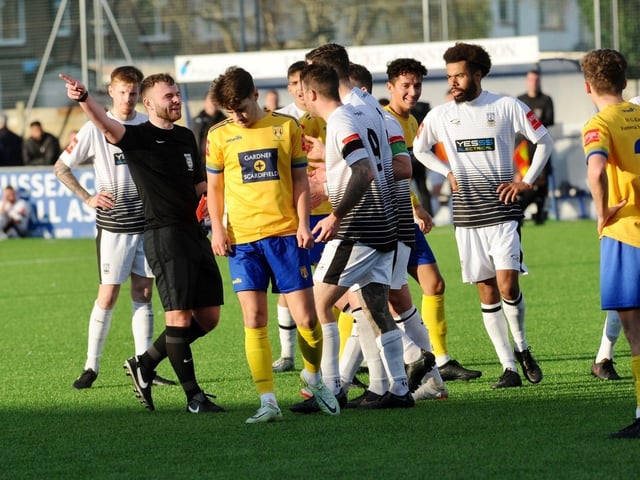 Action, celebration and crowd pictures from Lancing v Littlehampton Town at Culver Road