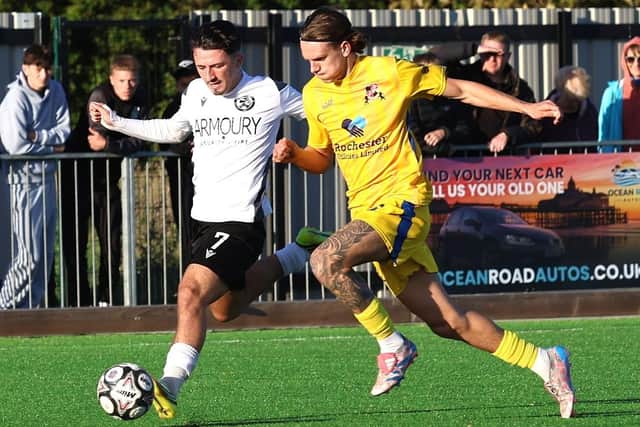 Eastbourne United in recent action - against Rochester in the FA Vase | Picture by Lee Nolan