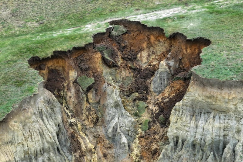 A large section of the cliffs at Peacehaven has fallen away