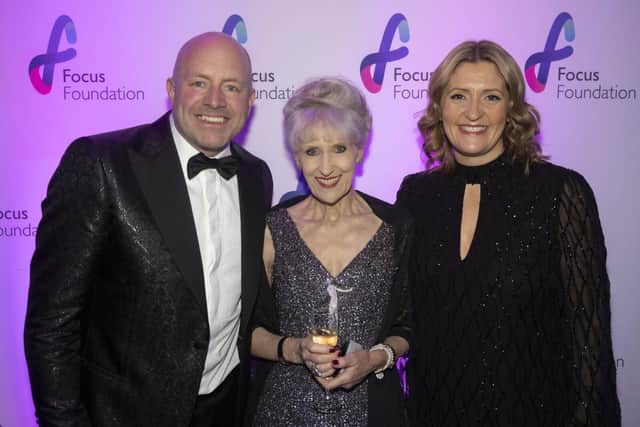 Anita Dobson with Chris & Elaine Goodman, Co-Founder and Trustee of Focus Foundation.