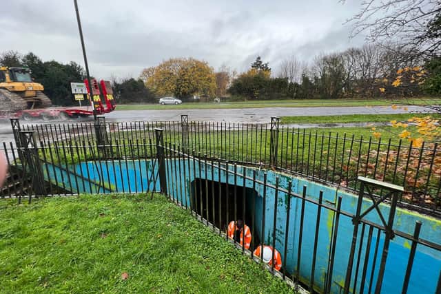 The subway goes under Crawley Avenue - but flooding means people have to cross the busy road