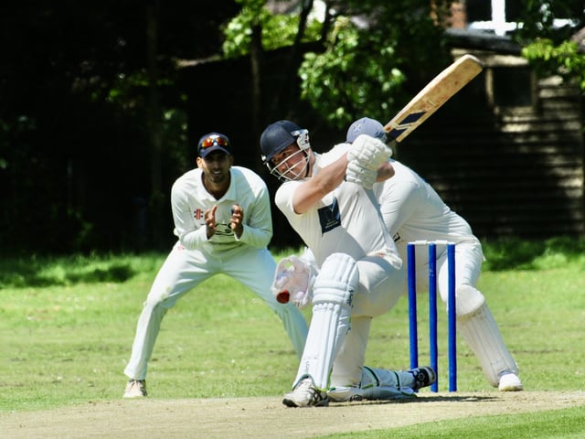 Action from Goring CC v Pagham CC in Division 3 West of the Sussex Cricket League