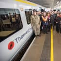 A commemorative poppy train has been launched by Greater Thameslink Railway (GTR) as a permanent tribute to the Armed Forces communities and all who have served ahead of Remembrance Day. Picture: Andrew Gardner