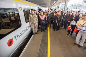 A commemorative poppy train has been launched by Greater Thameslink Railway (GTR) as a permanent tribute to the Armed Forces communities and all who have served ahead of Remembrance Day. Picture: Andrew Gardner