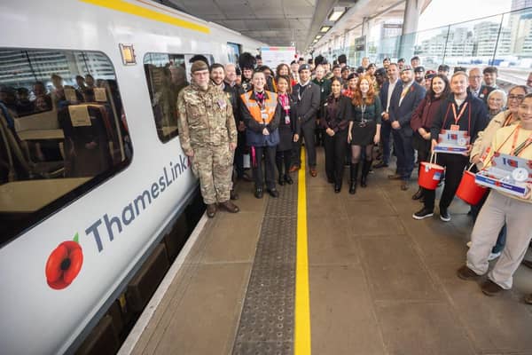 A commemorative poppy train has been launched by Greater Thameslink Railway (GTR) as a permanent tribute to the Armed Forces communities and all who have served ahead of Remembrance Day. Picture: Andrew Gardner