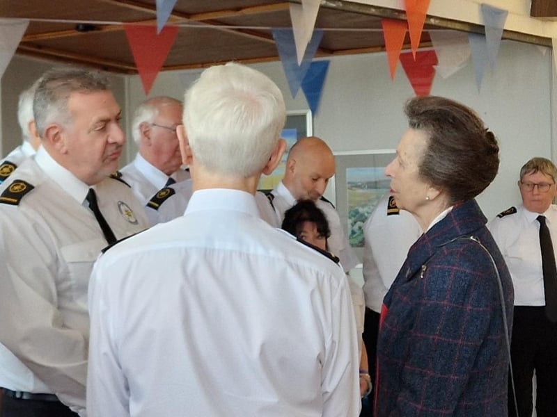 The Princess Royal chatting with watchkeepers at Shoreham Sailing Club