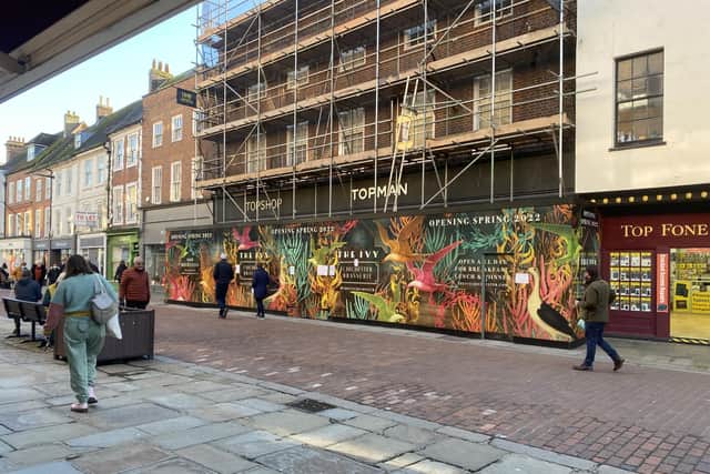 The Ivy hoardings in East Street Chichester