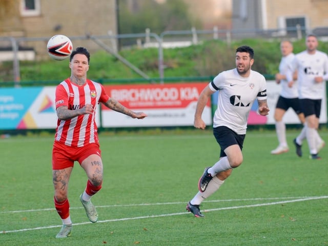 Action from Steyning Town v Eastbourne United. Picture by Stephen Goodger