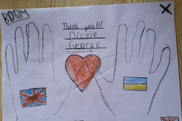 Drawings by Ukrainian children to say thank you for a day out at Washbrooks Farm
