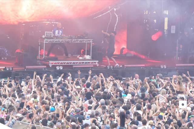 Fatboy Slim performed on Brighton seafront last night (July 21) in front of thousands of fans. Photo taken from a video from Eddie Mitchell.