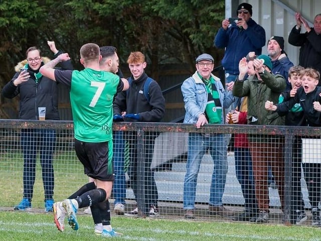 Burgess Hill Bbeat Corinthian 4-1 with two goals from Dan Perry and one each from Dave Martin and Martyn Box. Picture by Chris Neal