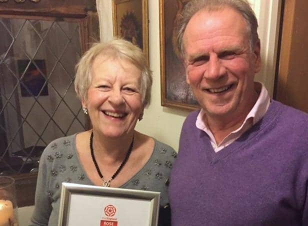 Mary and Guy Leonard after they received a Visit England Rose 2016 Award while running a B&B at The Thatched House in Amberley.