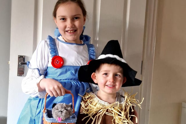 Natalie Butcher sent in this picture of Summer, ten, and Logan, five, as Dorothy and the Scarecrow from The Wizard of Oz