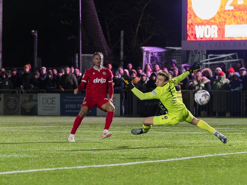 Teddy Jenks (24 Worthing FC) scores again during the match between Worthing FC and Dorking Wanderers in the Enterprise National League South at Sussex Transport Community Stadium : Worthing v Dorking Wanderers, National League South