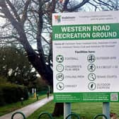 Photo of new informational sign installed at Western Road Recreation Ground