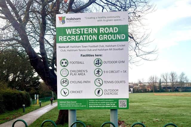 Photo of new informational sign installed at Western Road Recreation Ground